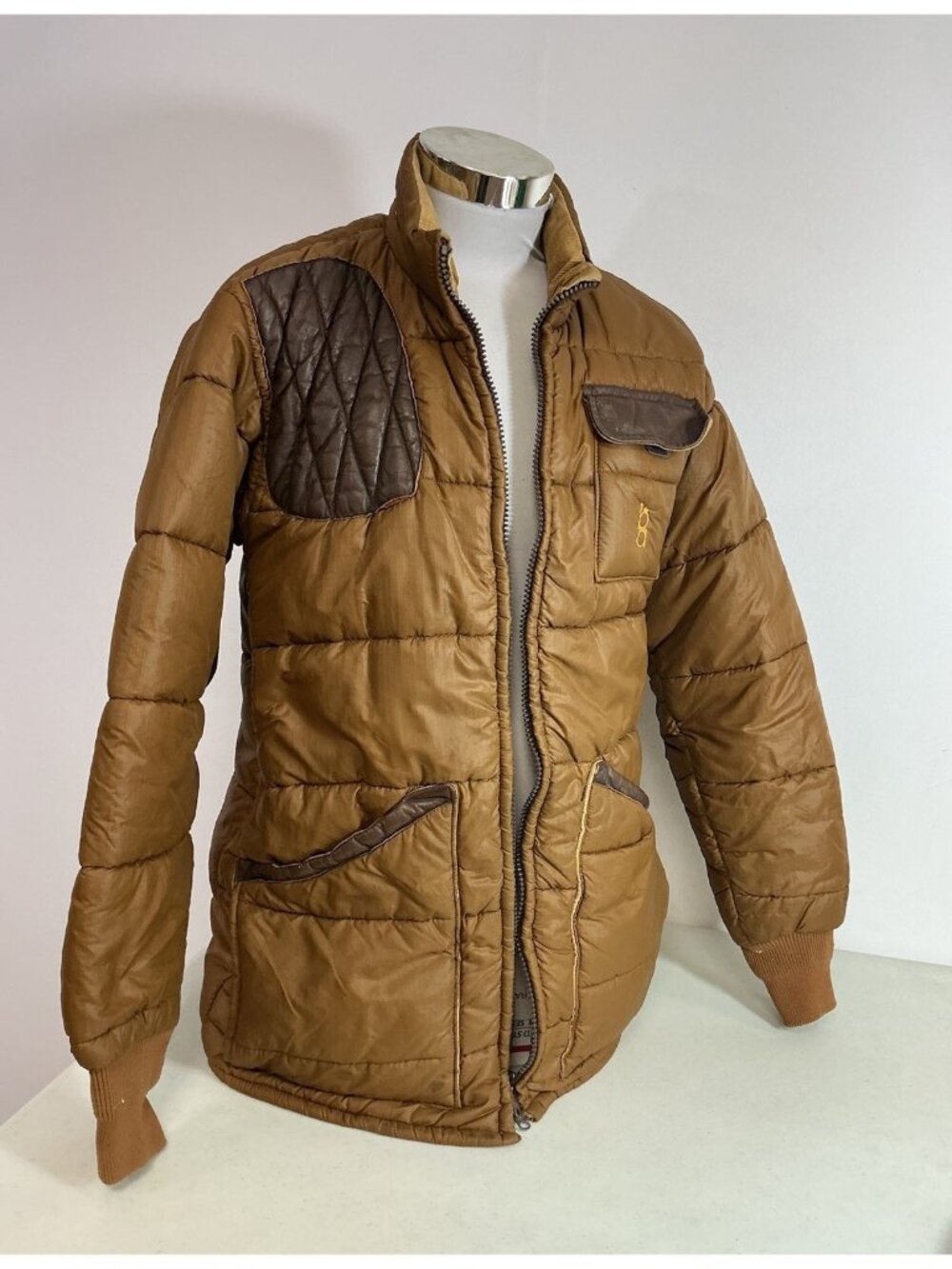 Vintage Retro Brown Hunting Jacket Puffer Coat Made USA Mens Large